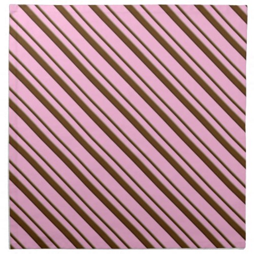 Candy Stripes pink and chocolate brown Cloth Napkin