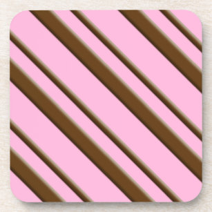 Candy Stripes, pink and chocolate brown Coaster