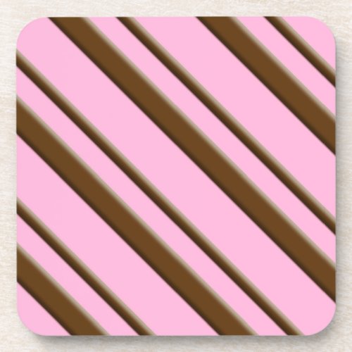 Candy Stripes pink and chocolate brown Coaster