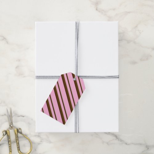 Candy Stripes pink and chocolate brown Gift Tags