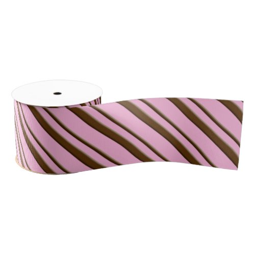 Candy Stripes pink and chocolate brown Grosgrain Ribbon
