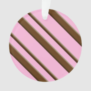 Candy Stripes, pink and chocolate brown Ornament