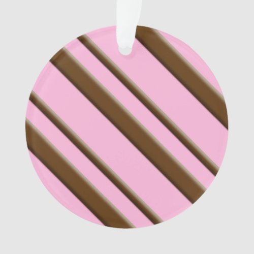 Candy Stripes pink and chocolate brown Ornament