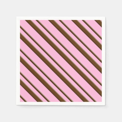 Candy Stripes pink and chocolate brown Paper Napkins