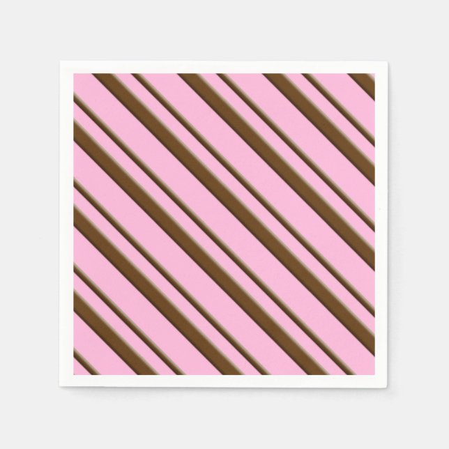 Candy Stripes, pink and chocolate brown Paper Napkins (Front)