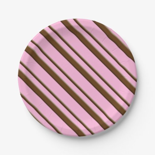 Candy Stripes pink and chocolate brown Paper Plates