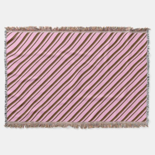 Candy Stripes pink and chocolate brown Throw Blanket
