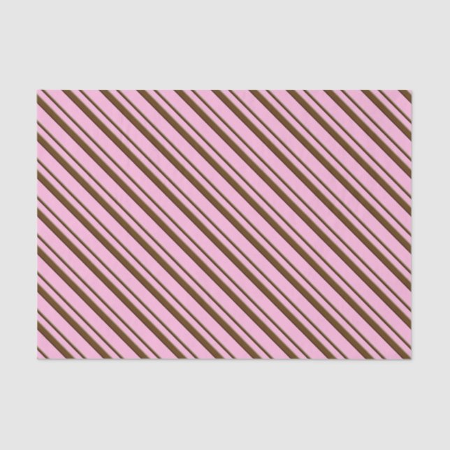 Candy Stripes, pink and chocolate brown Tissue Paper (Front)