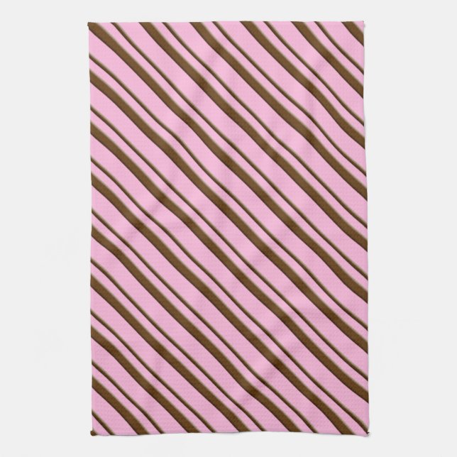 Candy Stripes, pink and chocolate brown Towel (Vertical)