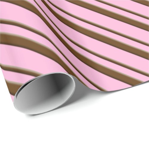 Candy Stripes pink and chocolate brown Wrapping Paper