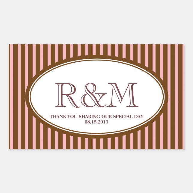 Candy stripes pink classic monogram favor seal (Front)