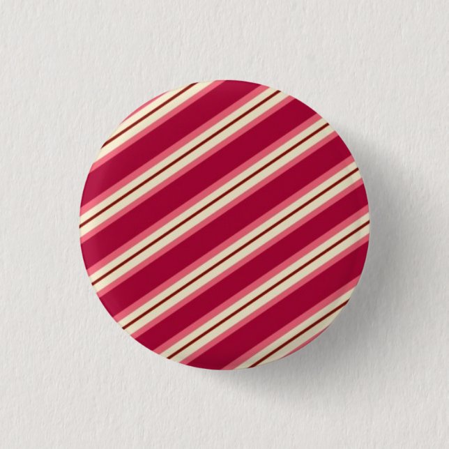 Candy Stripes: Raspberry Pinback Button (Front)
