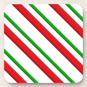 Candy Stripes, red, green & white Coaster