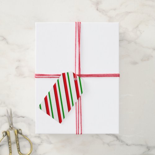 Candy Stripes red green  white Gift Tags