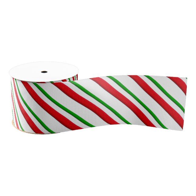 Candy Stripes, red, green & white Grosgrain Ribbon (Spool)