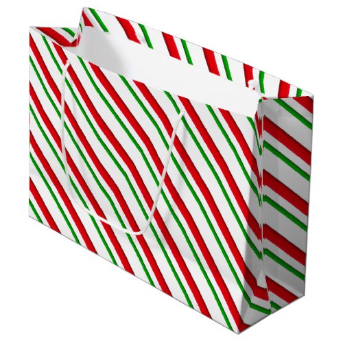 Candy Stripes red green  white Large Gift Bag