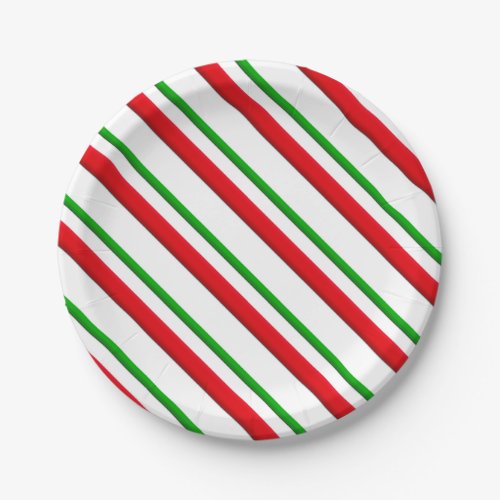 Candy Stripes red green  white Paper Plates