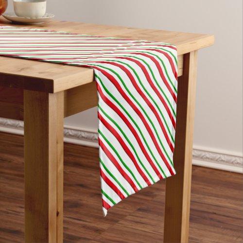 Candy Stripes red green  white Short Table Runner