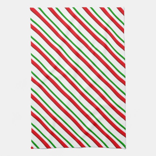 Candy Stripes, red, green & white Towel (Vertical)