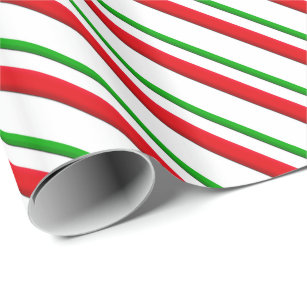 Candy Stripes, red, green & white Wrapping Paper