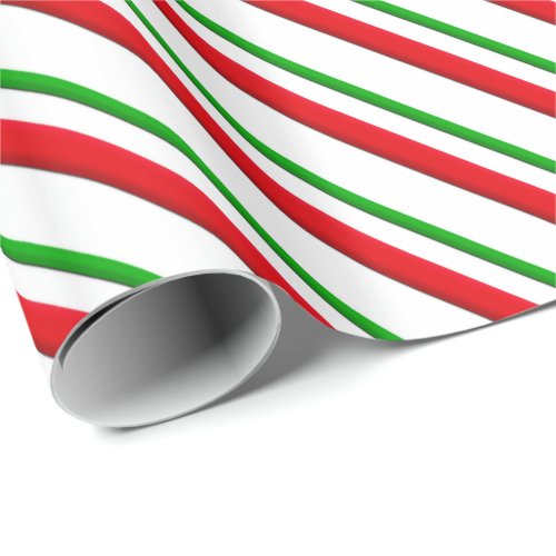 Candy Stripes red green  white Wrapping Paper