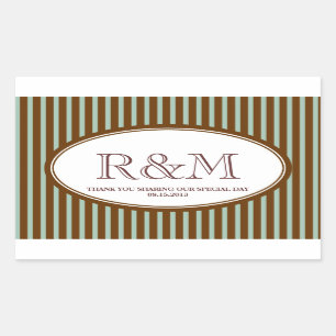 Candy stripes teal classic monogram favor seal