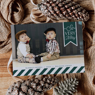 Candy Stripes Very Merry Photo Holiday Card