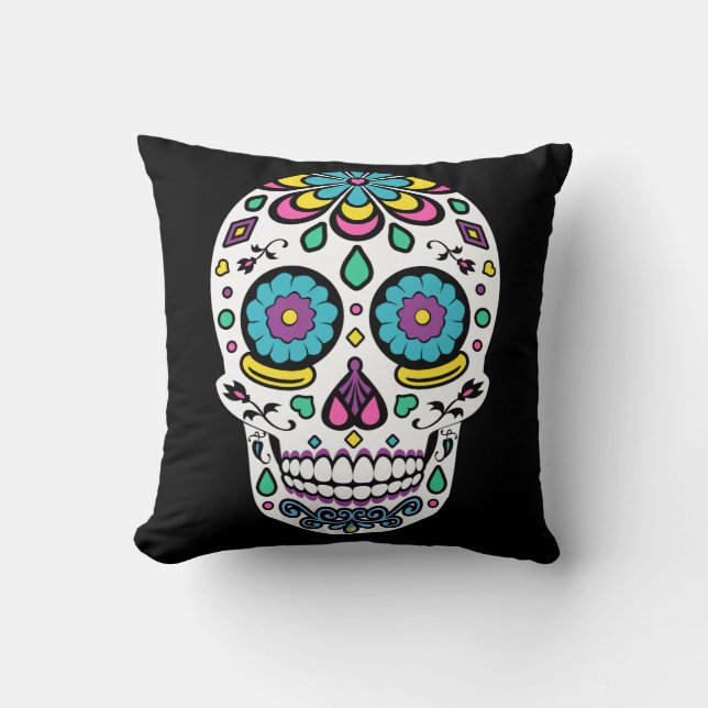 Candy Sugar Skull Print Pillow (Front)