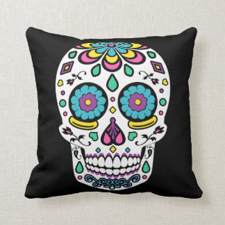 Candy Sugar Skull Print Pillow