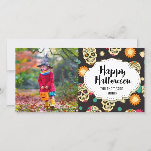 Candy Sugar Skulls Halloween Picture Photo Card