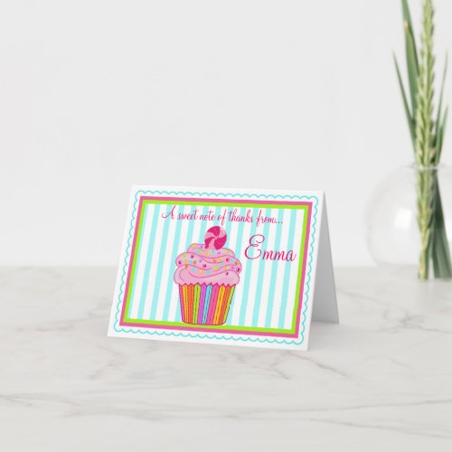 Candy  Surpise Cupcake Thank You Note Cards