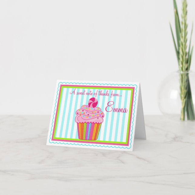 Candy  Surpise Cupcake Thank You Note Cards (Front)