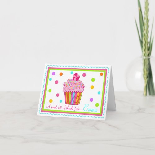 Candy  Surpise Cupcake Thank You Note Cards