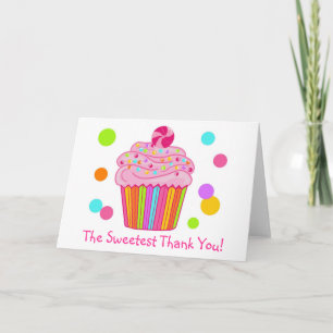 Candy Surprise Cupcake Letterpress Thank You Card