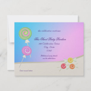 Candy Sweet Blue Raspberry Bat Mitzvah Invitation