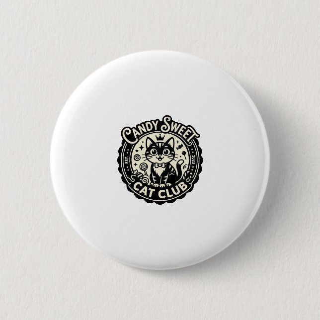 Candy Sweet Cat Funny Cat Graphic - Candy Sweet Ca Button (Front)