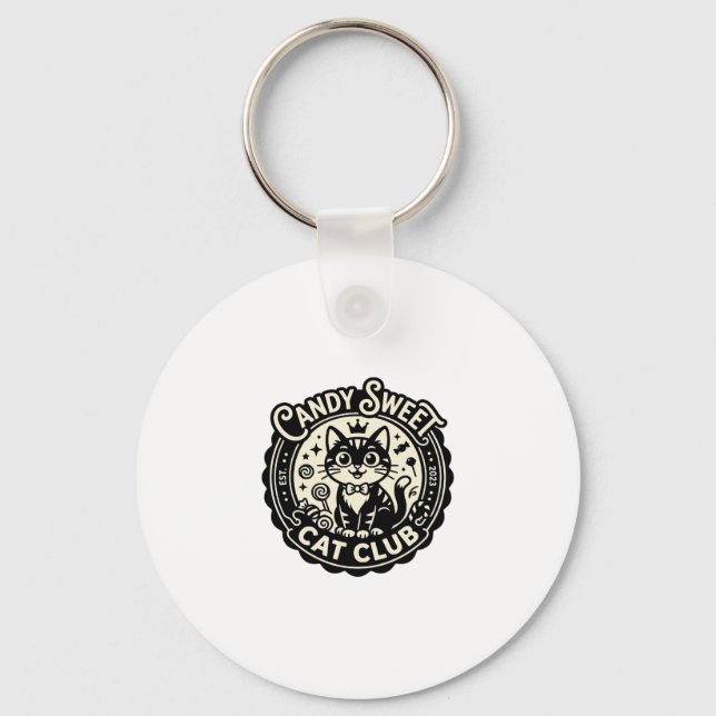 Candy Sweet Cat Funny Cat Graphic - Candy Sweet Ca Keychain (Front)