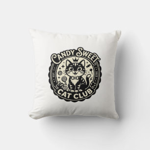 Candy Sweet Cat Funny Cat Graphic - Candy Sweet Ca Throw Pillow