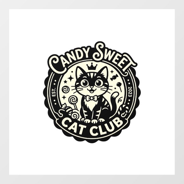 Candy Sweet Cat Funny Cat Graphic - Candy Sweet Ca Window Cling (Sheet)