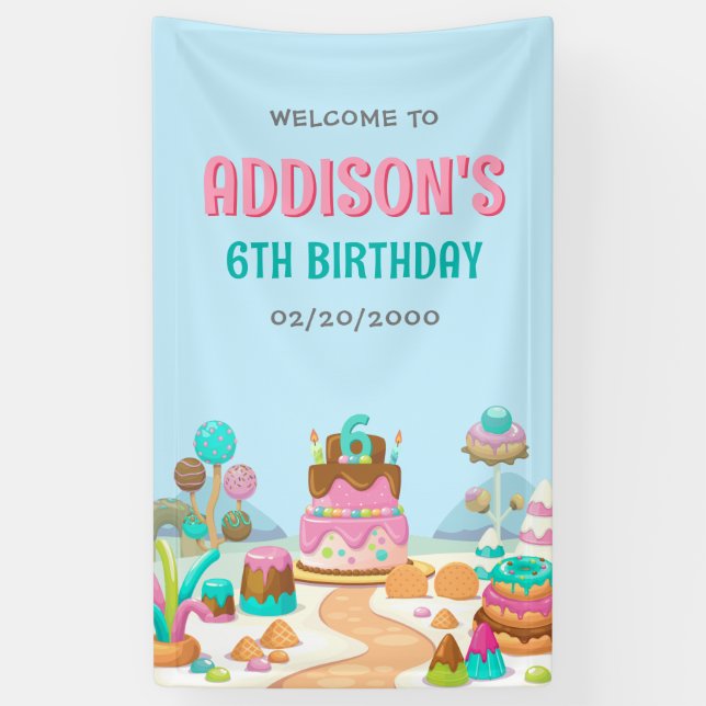 Candy Sweet Girl's Candyland Birthday Banner (Vertical)