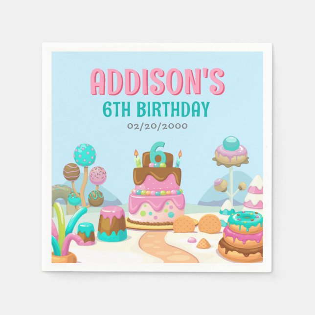 Candy Sweet Girl's Candyland Birthday Napkins (Front)