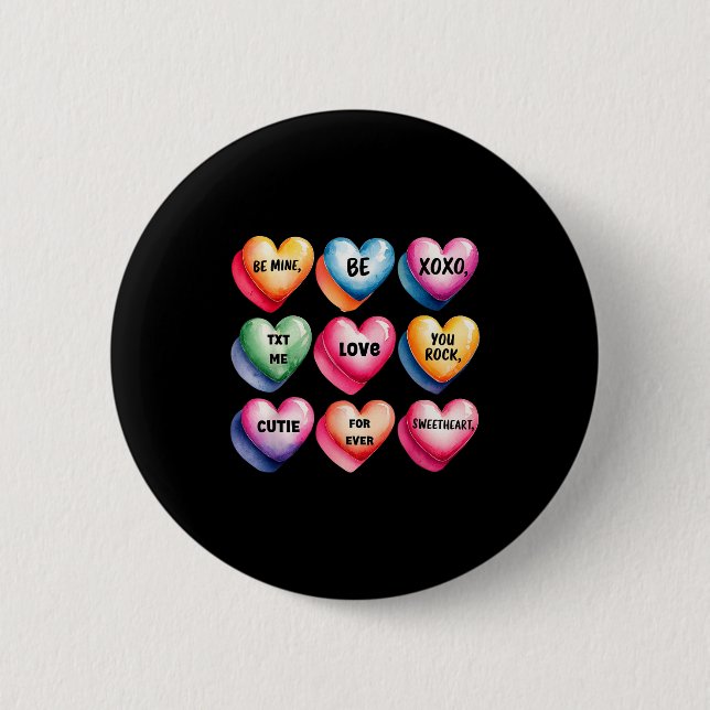 Candy Sweet Heart Valentines Day Design For Women  Button (Front)