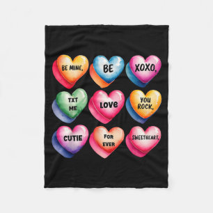 Candy Sweet Heart Valentines Day Design For Women Fleece Blanket