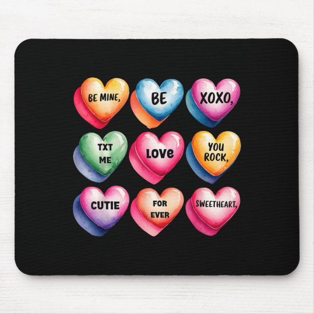 Candy Sweet Heart Valentines Day Design For Women  Mouse Pad (Front)