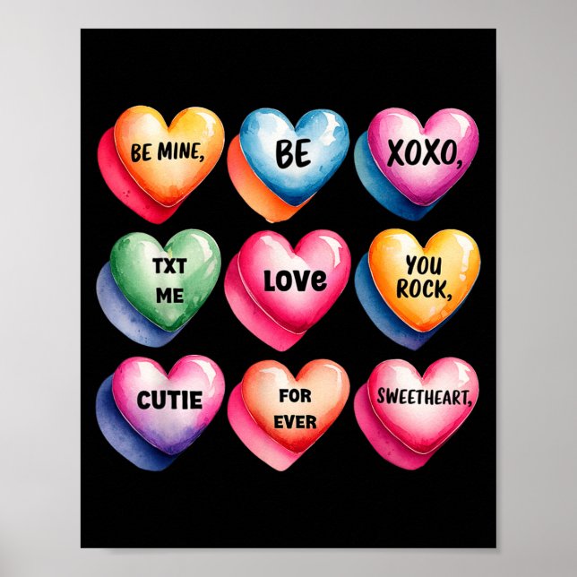 Candy Sweet Heart Valentines Day Design For Women  Poster (Front)