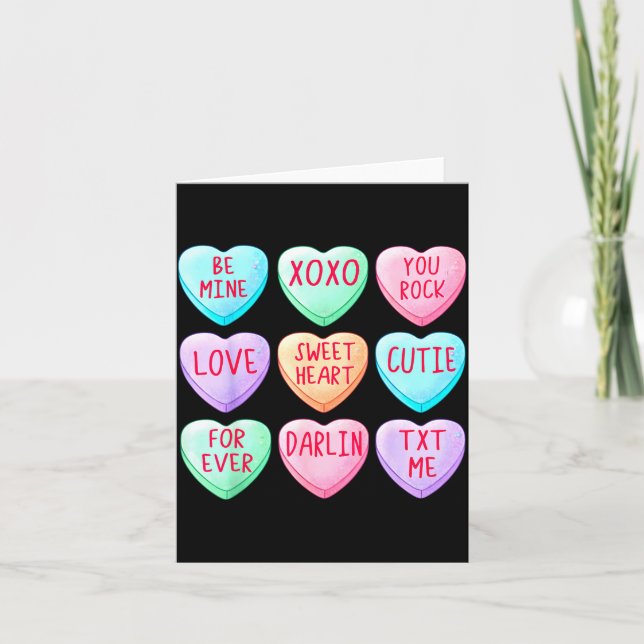 Candy Sweet Hearts Love Valentines Day Shirt Women Card (Front)