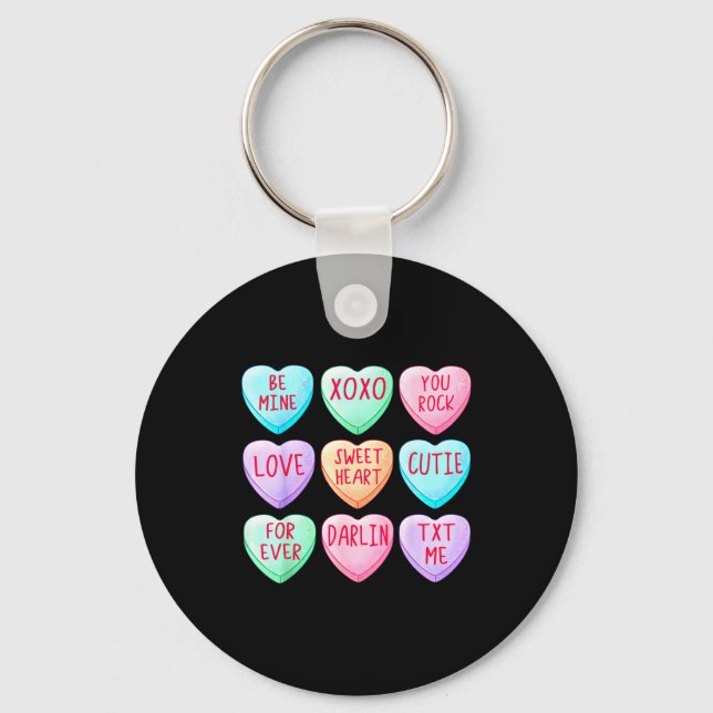 Candy Sweet Hearts Love Valentines Day Shirt Women Keychain (Front)