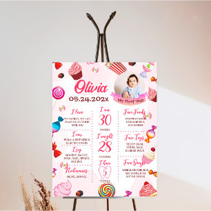 Candy Sweet One Birthday Milestone Sign