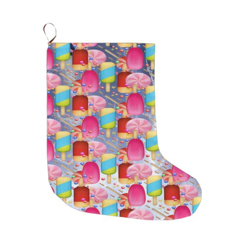 CANDY SWEET PATTERN RAINBOW LARGE CHRISTMAS STOCKING