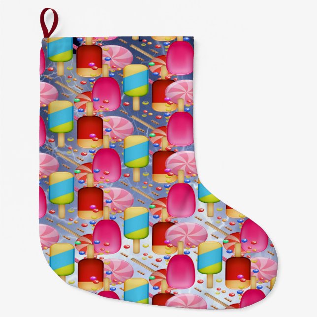 CANDY SWEET PATTERN RAINBOW LARGE CHRISTMAS STOCKING (Front)